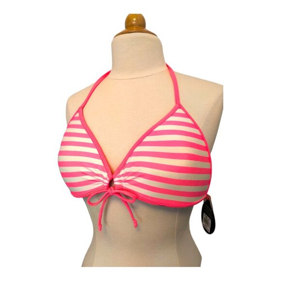 Barbie⭐NWT⭐Body Glove Push Up Cleavage builder bikini top Neon Pink Stripes - Picture 4 of 16
